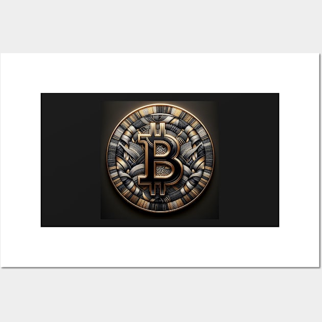 Opulent Encryption: The Luxe Bitcoin Emblem Wall Art by heartyARTworks